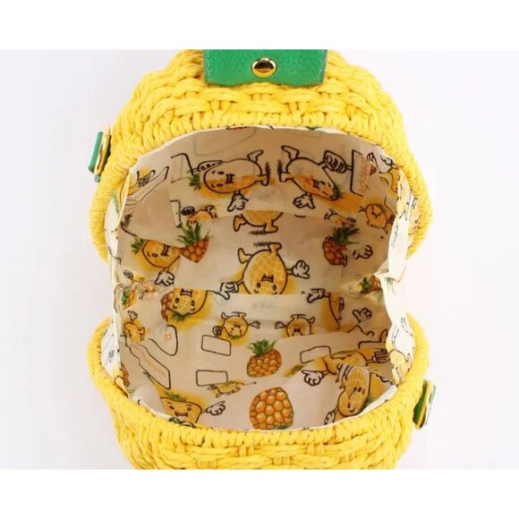 Pineapple Crossbody Hand Bag Straw Purse Yellow - Picture 5 of 6